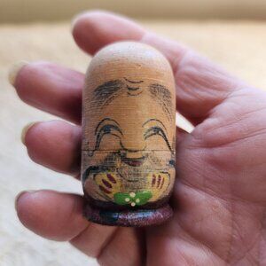 Vintage Wooden Russian Nesting Doll Hand-Painted Traditional Design